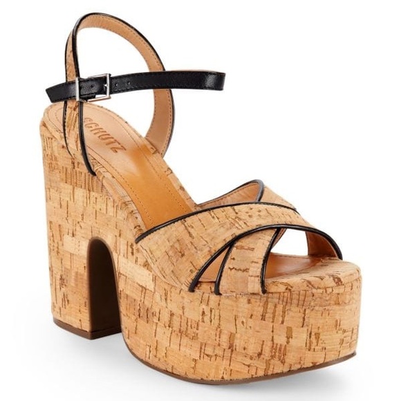 SCHUTZ Shoes - NWT / SCHUTZ Keefa Weekend Cutout Cork Block Sandals Size 8